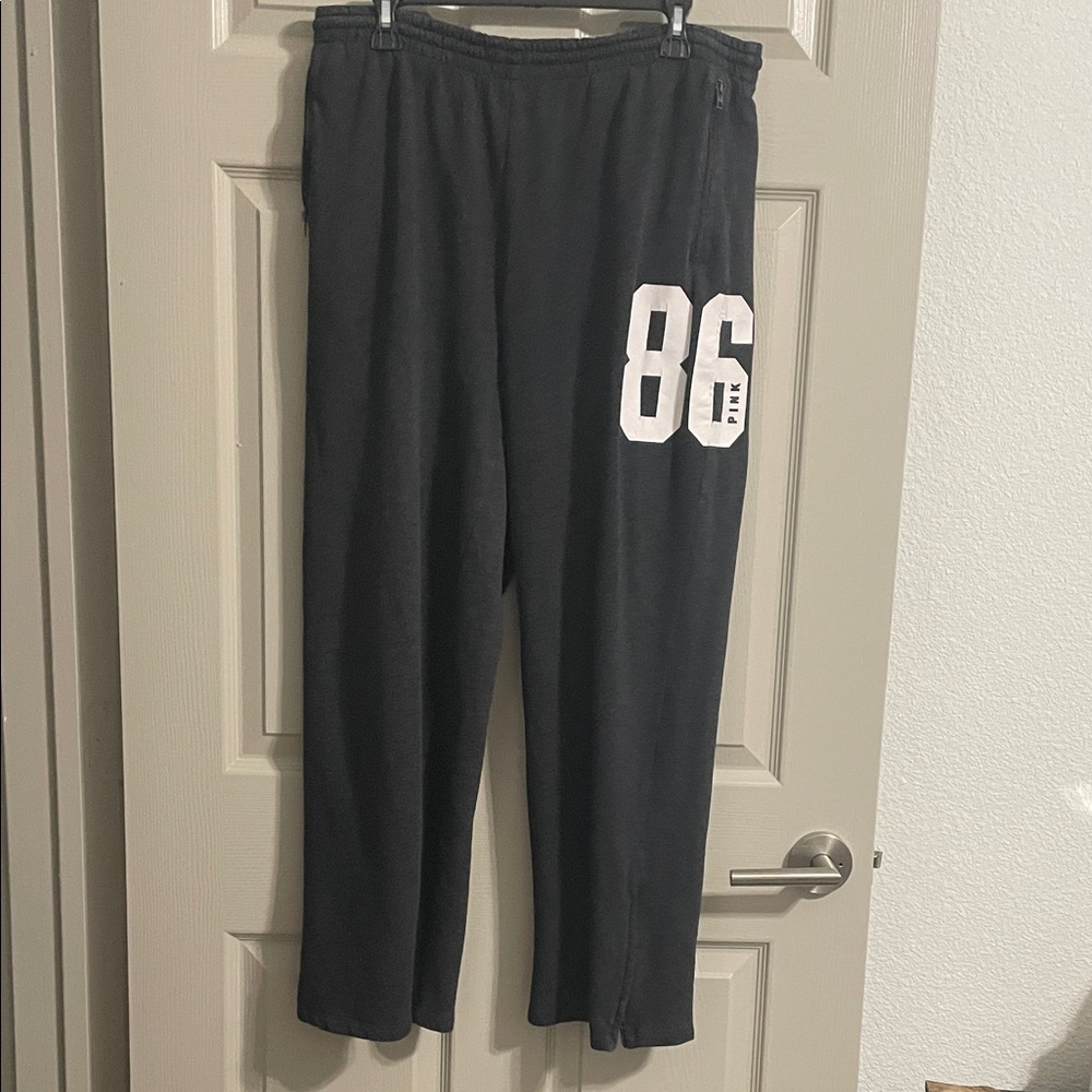 PINK Victoria's Secret Charcoal Joggers with White '86'